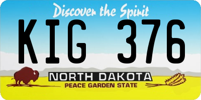ND license plate KIG376