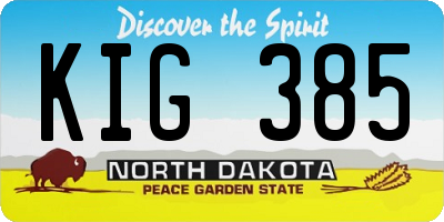 ND license plate KIG385