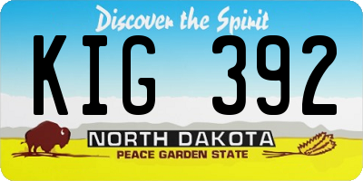 ND license plate KIG392