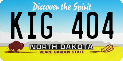 ND license plate KIG404
