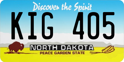 ND license plate KIG405