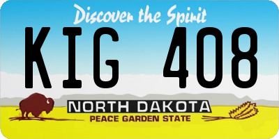 ND license plate KIG408