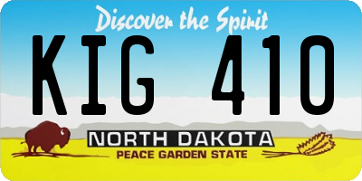 ND license plate KIG410