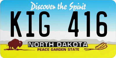 ND license plate KIG416
