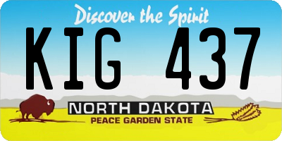 ND license plate KIG437
