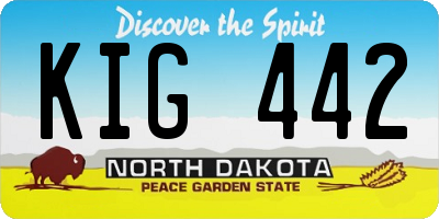 ND license plate KIG442