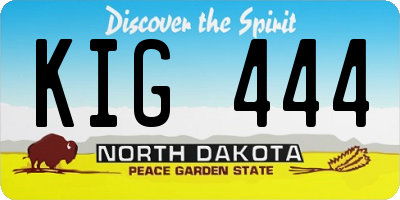 ND license plate KIG444