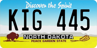 ND license plate KIG445