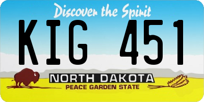 ND license plate KIG451