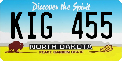 ND license plate KIG455