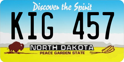 ND license plate KIG457