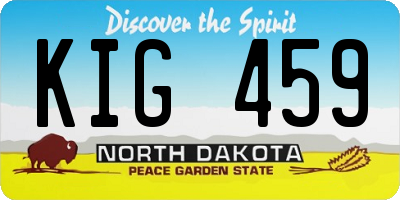 ND license plate KIG459
