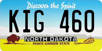 ND license plate KIG460