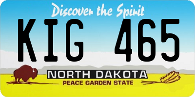 ND license plate KIG465
