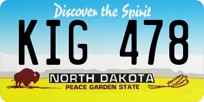 ND license plate KIG478