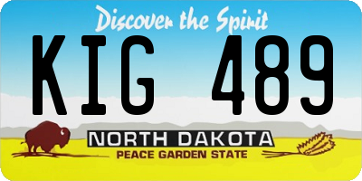 ND license plate KIG489