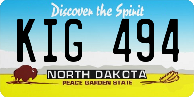 ND license plate KIG494