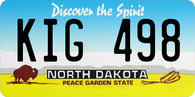 ND license plate KIG498