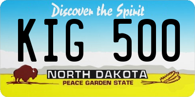 ND license plate KIG500