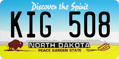 ND license plate KIG508