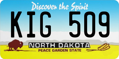 ND license plate KIG509