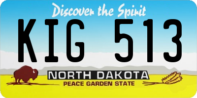 ND license plate KIG513