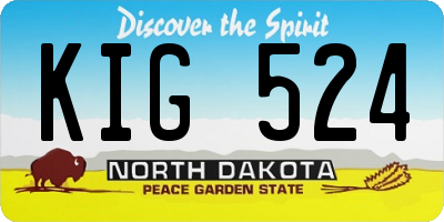 ND license plate KIG524