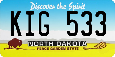 ND license plate KIG533