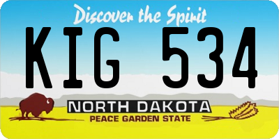 ND license plate KIG534