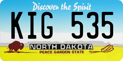 ND license plate KIG535