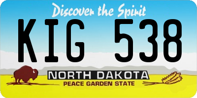 ND license plate KIG538