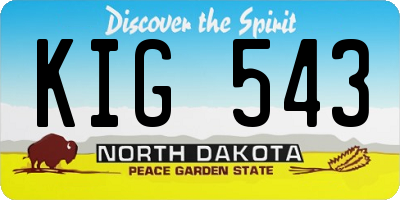 ND license plate KIG543