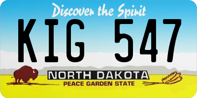 ND license plate KIG547