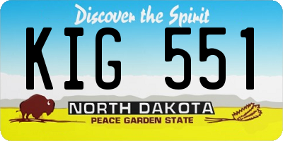 ND license plate KIG551