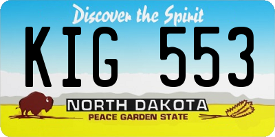 ND license plate KIG553