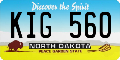 ND license plate KIG560