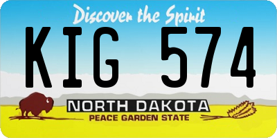 ND license plate KIG574