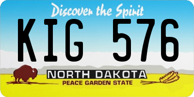 ND license plate KIG576