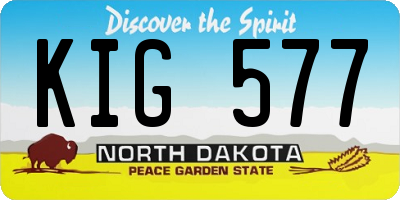 ND license plate KIG577