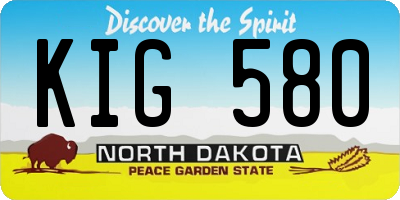 ND license plate KIG580