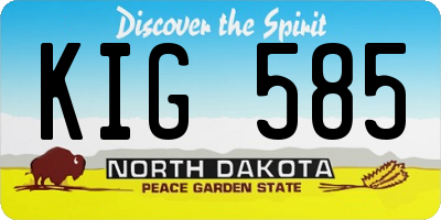 ND license plate KIG585