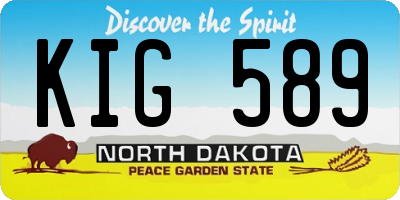 ND license plate KIG589