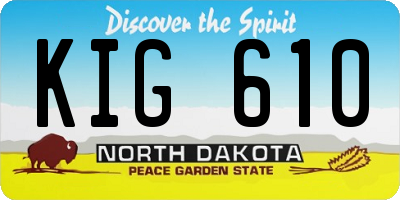 ND license plate KIG610