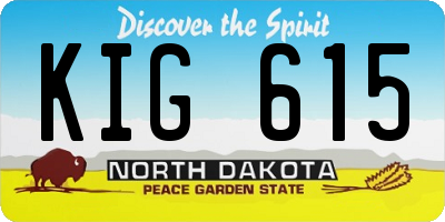 ND license plate KIG615