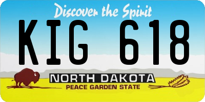 ND license plate KIG618