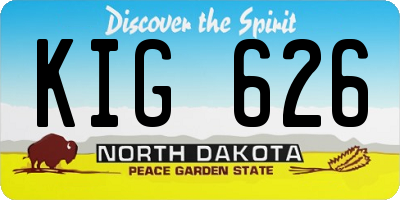 ND license plate KIG626