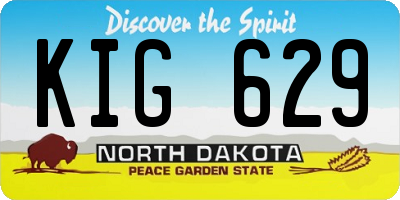 ND license plate KIG629