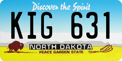 ND license plate KIG631