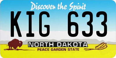 ND license plate KIG633