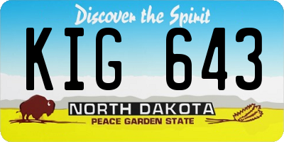 ND license plate KIG643